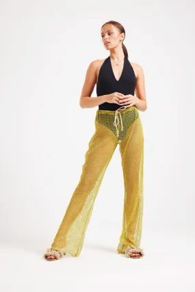 BEACH MESH COVER UP PANTS - GREEN