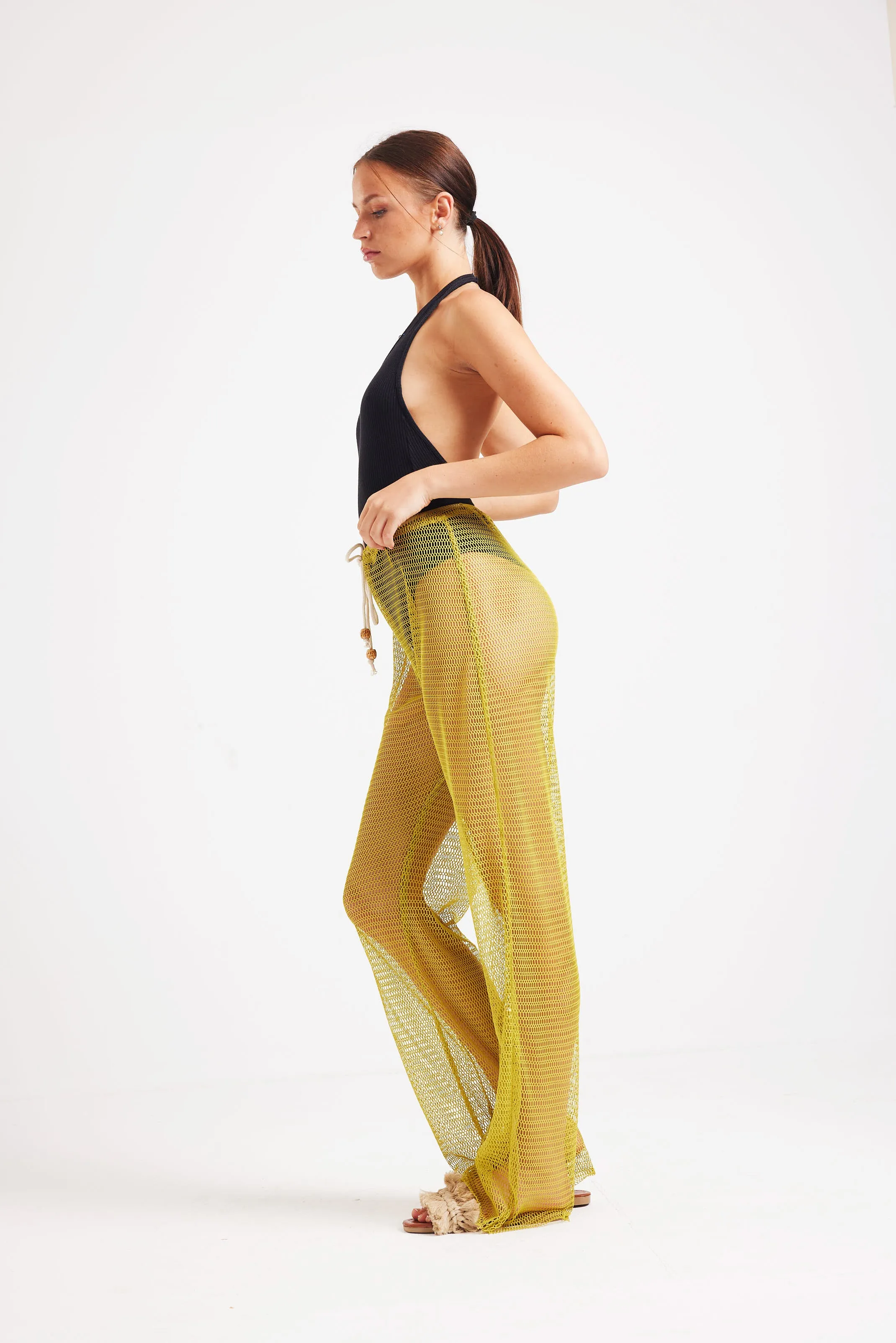 BEACH MESH COVER UP PANTS - GREEN