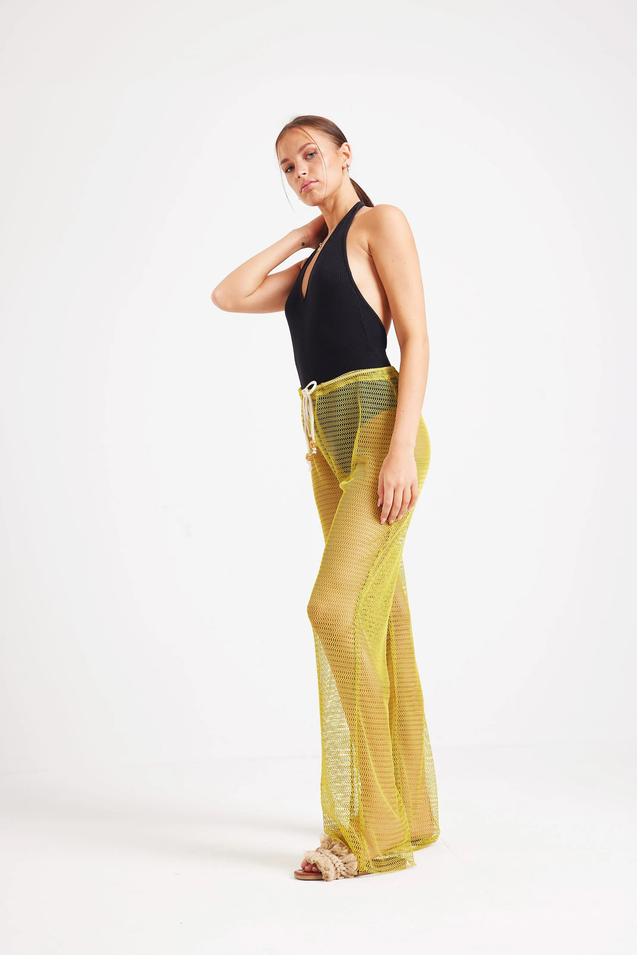 BEACH MESH COVER UP PANTS - GREEN