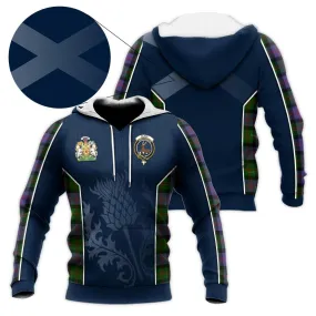 Blair Modern Tartan Knitted Hoodie with Family Crest and Scottish Thistle Vibes Sport Style