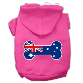 Bone Shaped Australian Flag Screen Print Pet Hoodies Bright Pink Size XS (8)