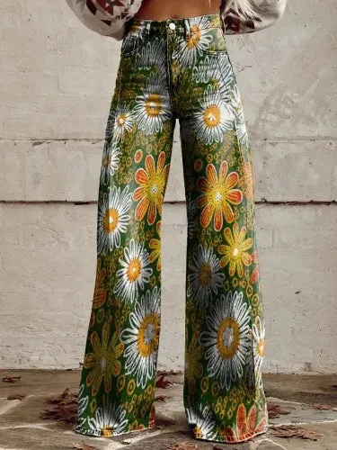 Casual Floral Wide Leg pants