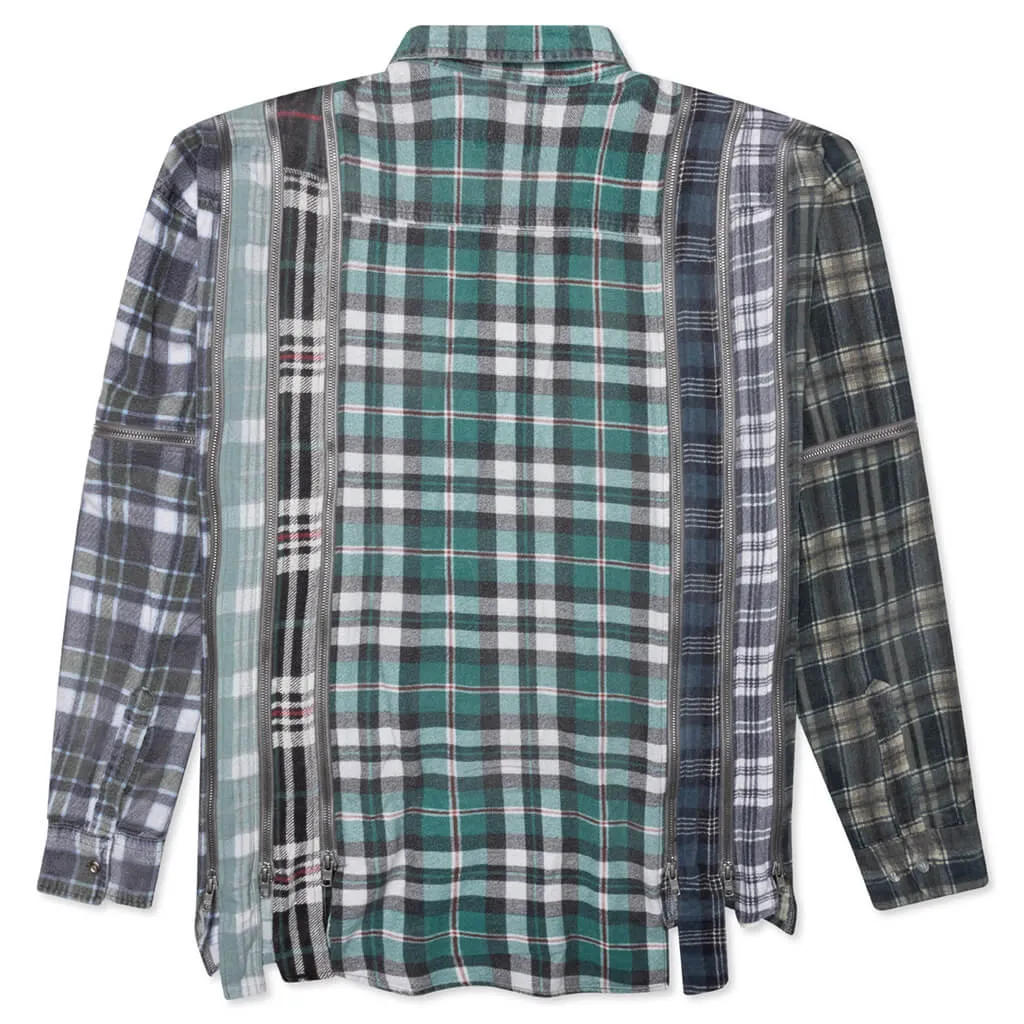 Flannel Shirt 7 Cuts Zipped Wide Reflection Shirt - Assorted