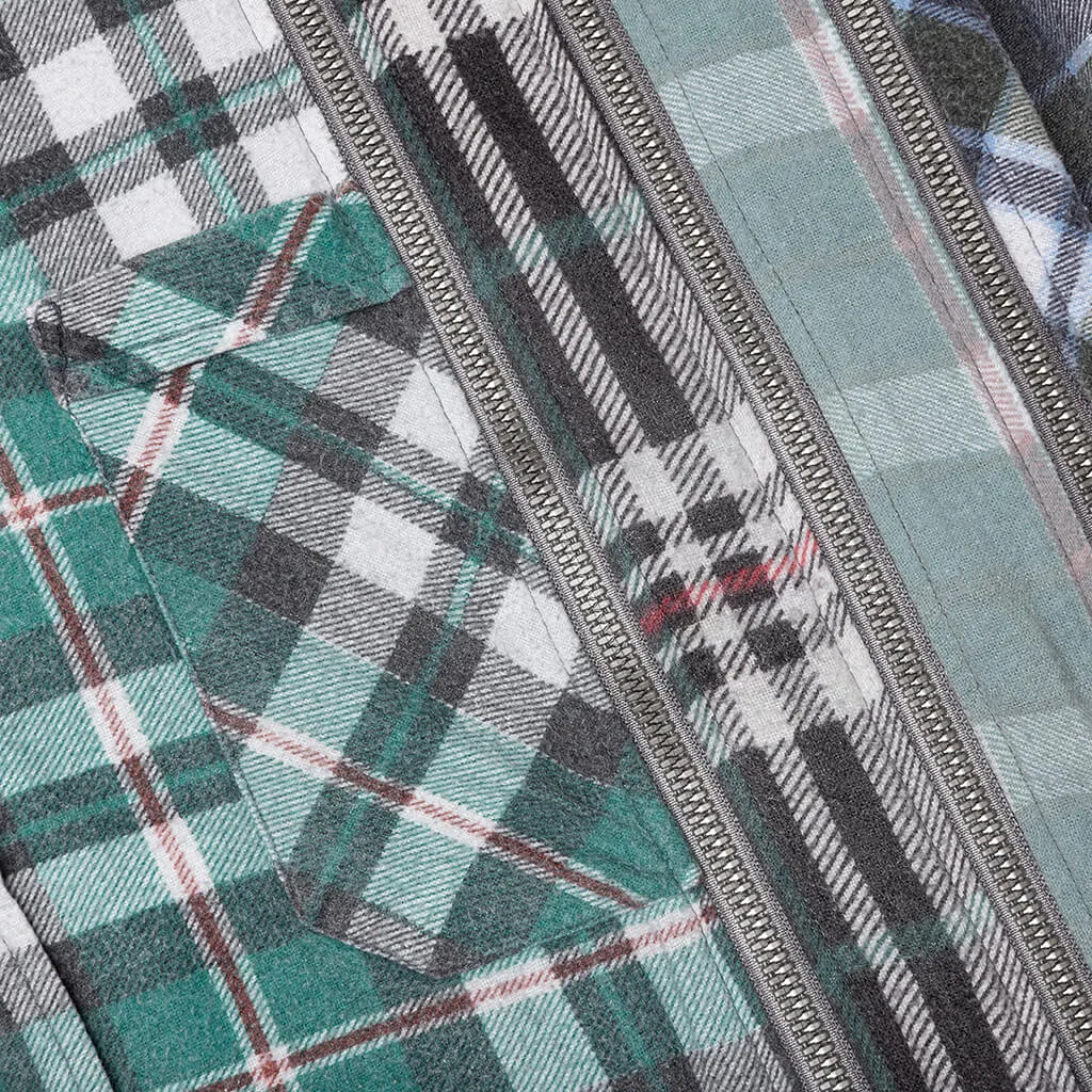 Flannel Shirt 7 Cuts Zipped Wide Reflection Shirt - Assorted