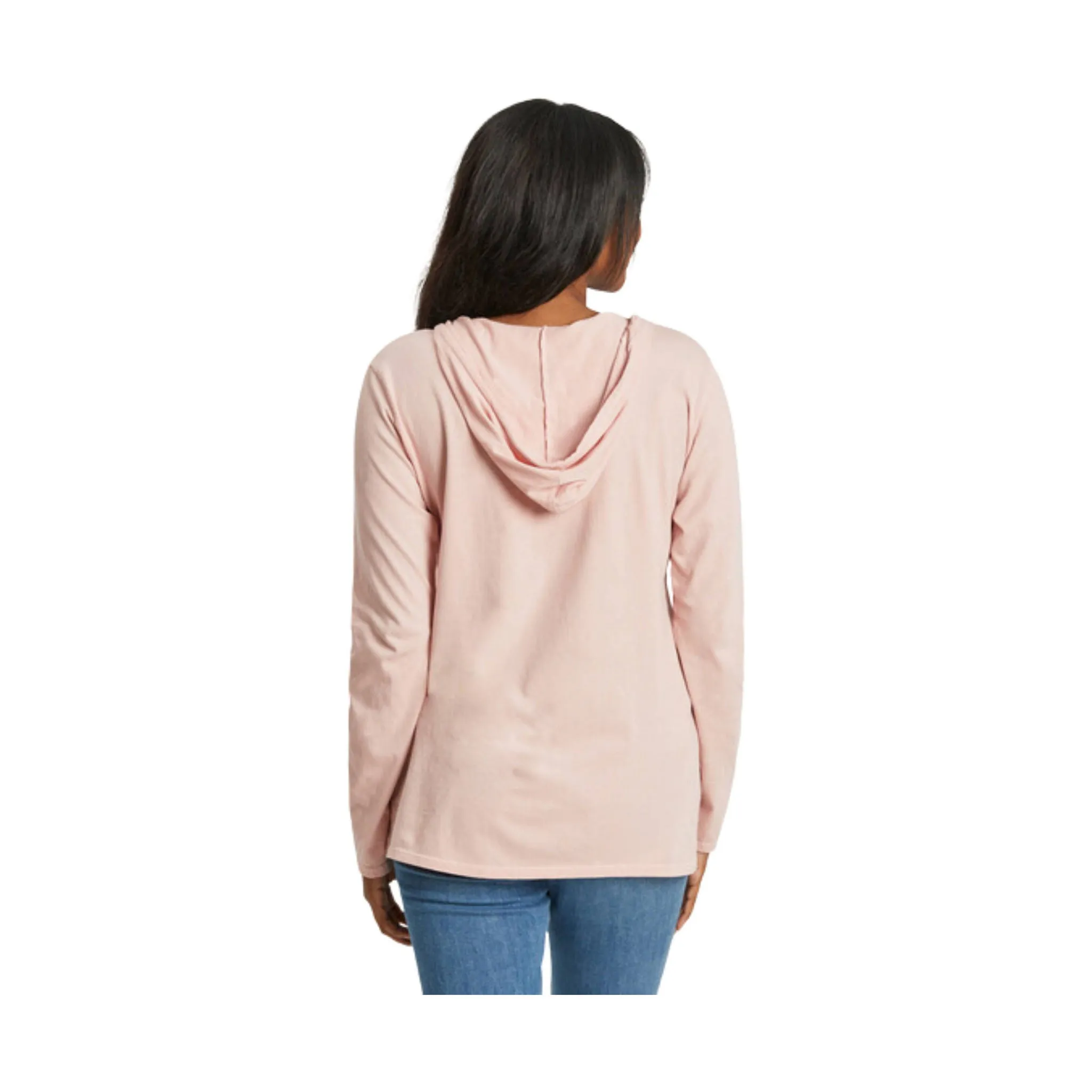 Life Is Good Women's Heart of Dogs Long Sleeve Crusher-LITE Hooded Tee - Himalayan Pink