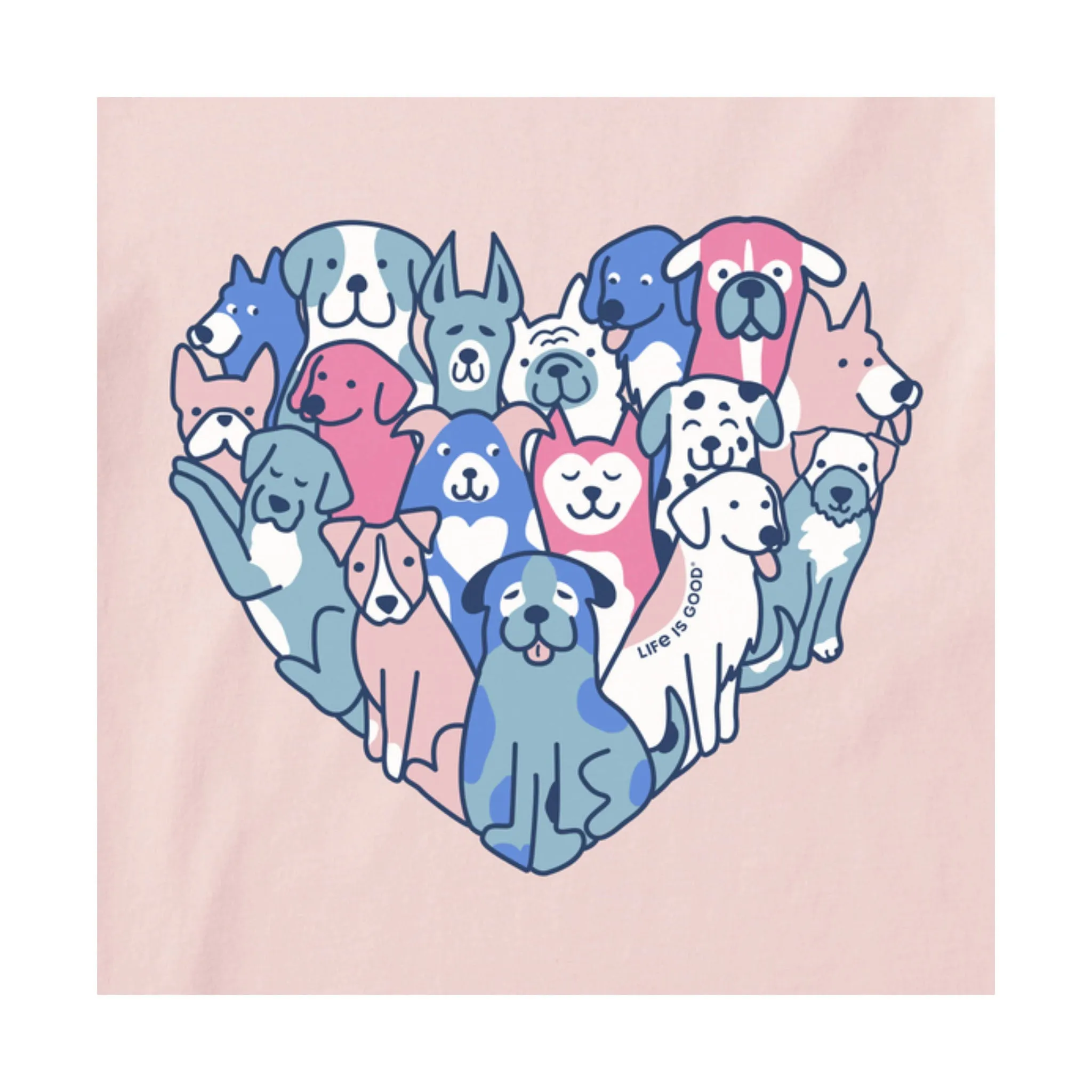 Life Is Good Women's Heart of Dogs Long Sleeve Crusher-LITE Hooded Tee - Himalayan Pink