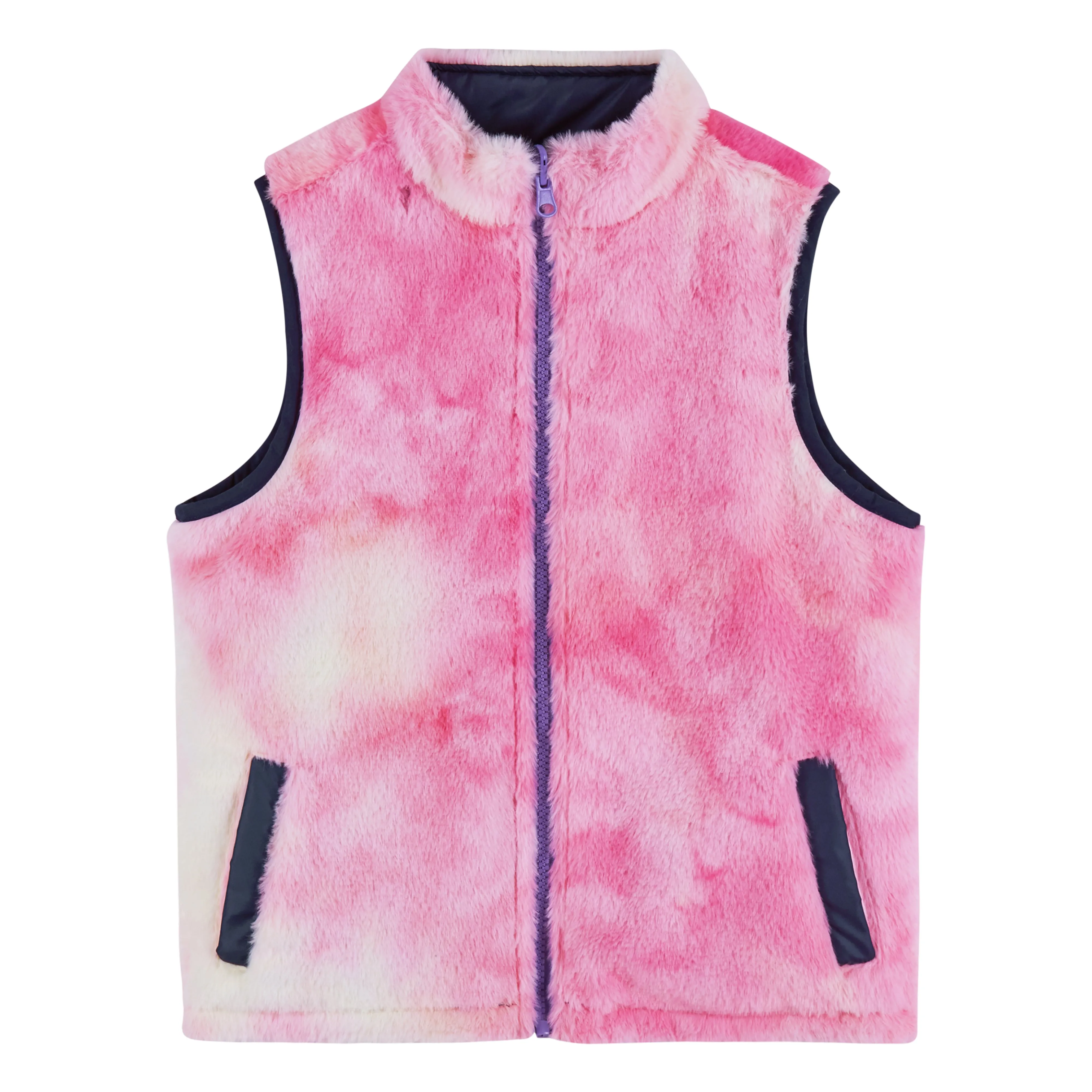 Pink Tie Dye Reversible Sherpa Vest