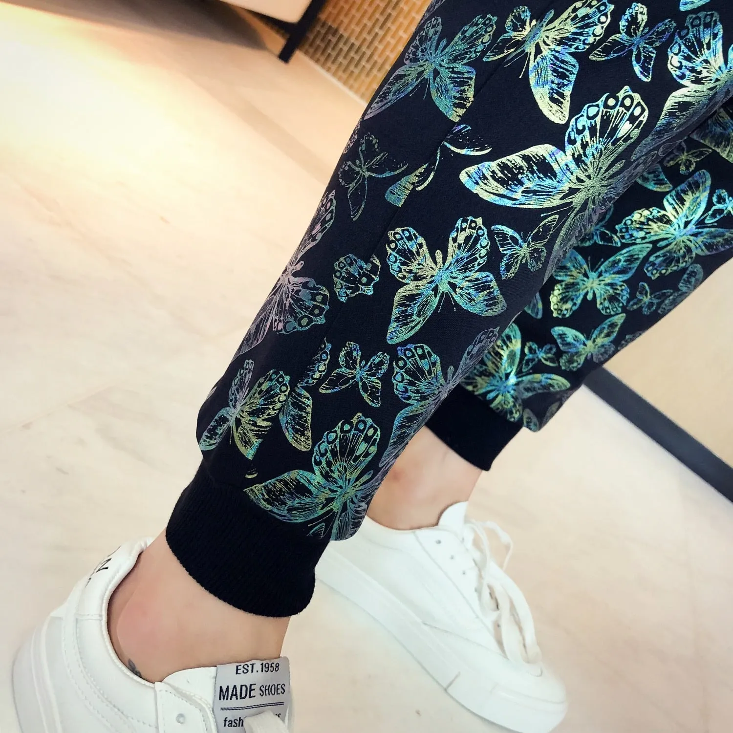Printed Butterfly Pattern Tracksuit Jacket   Pants Set
