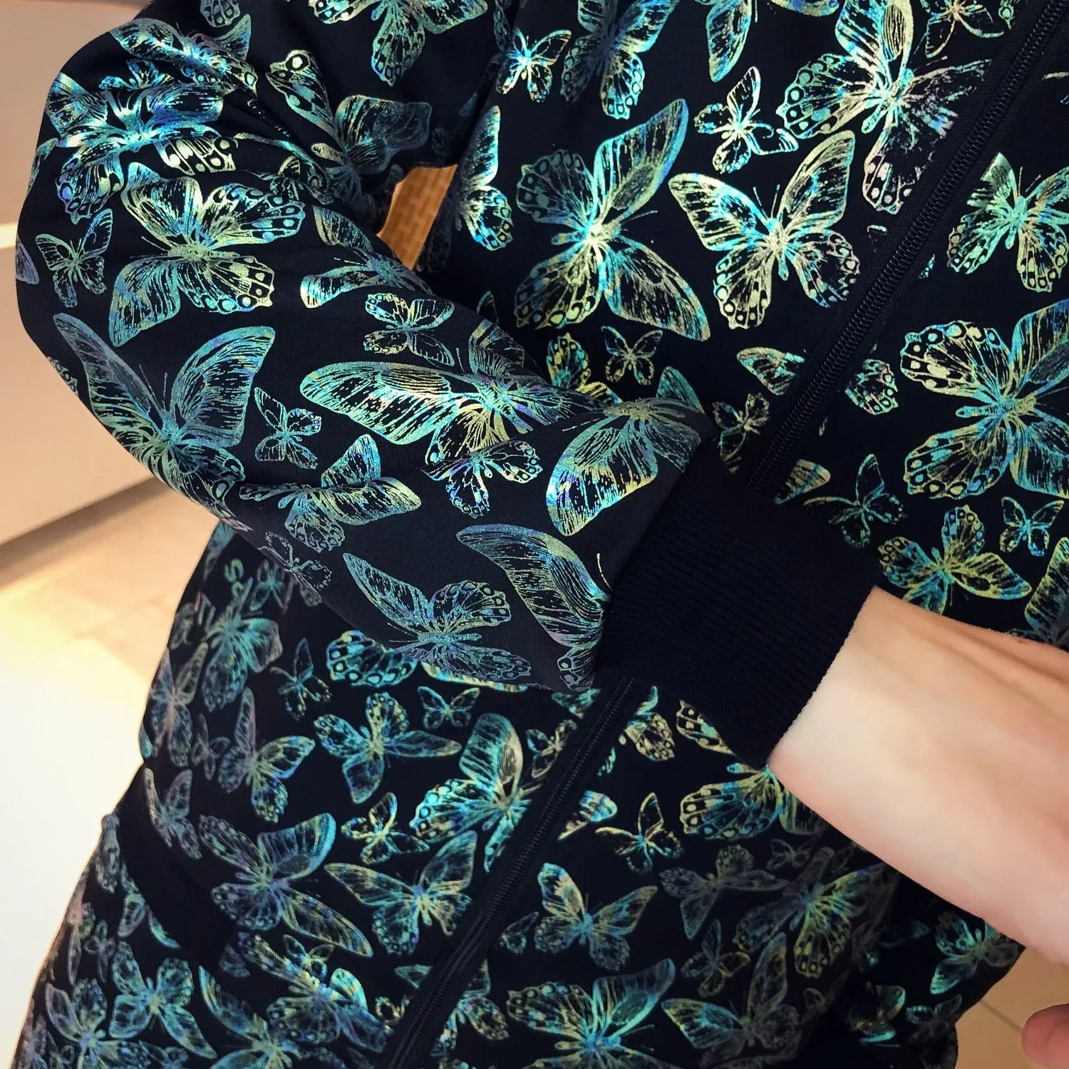 Printed Butterfly Pattern Tracksuit Jacket   Pants Set