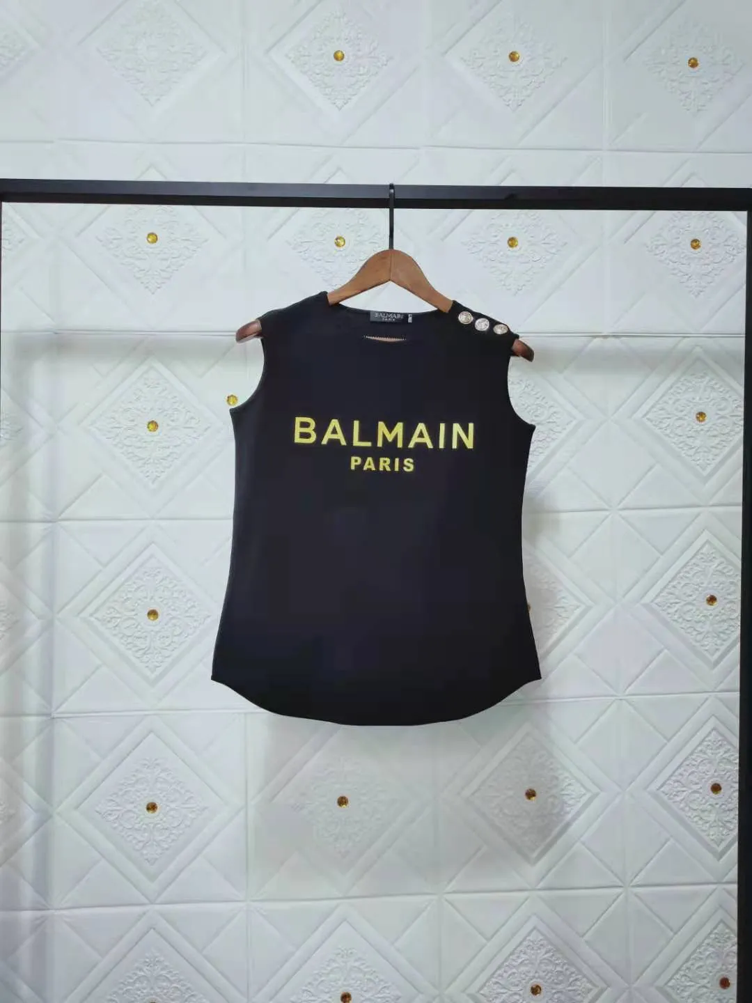 T Shirt Balmain Spring/Summer Letter Cotton round Neck Sleeveless Vest T-shirt for Women