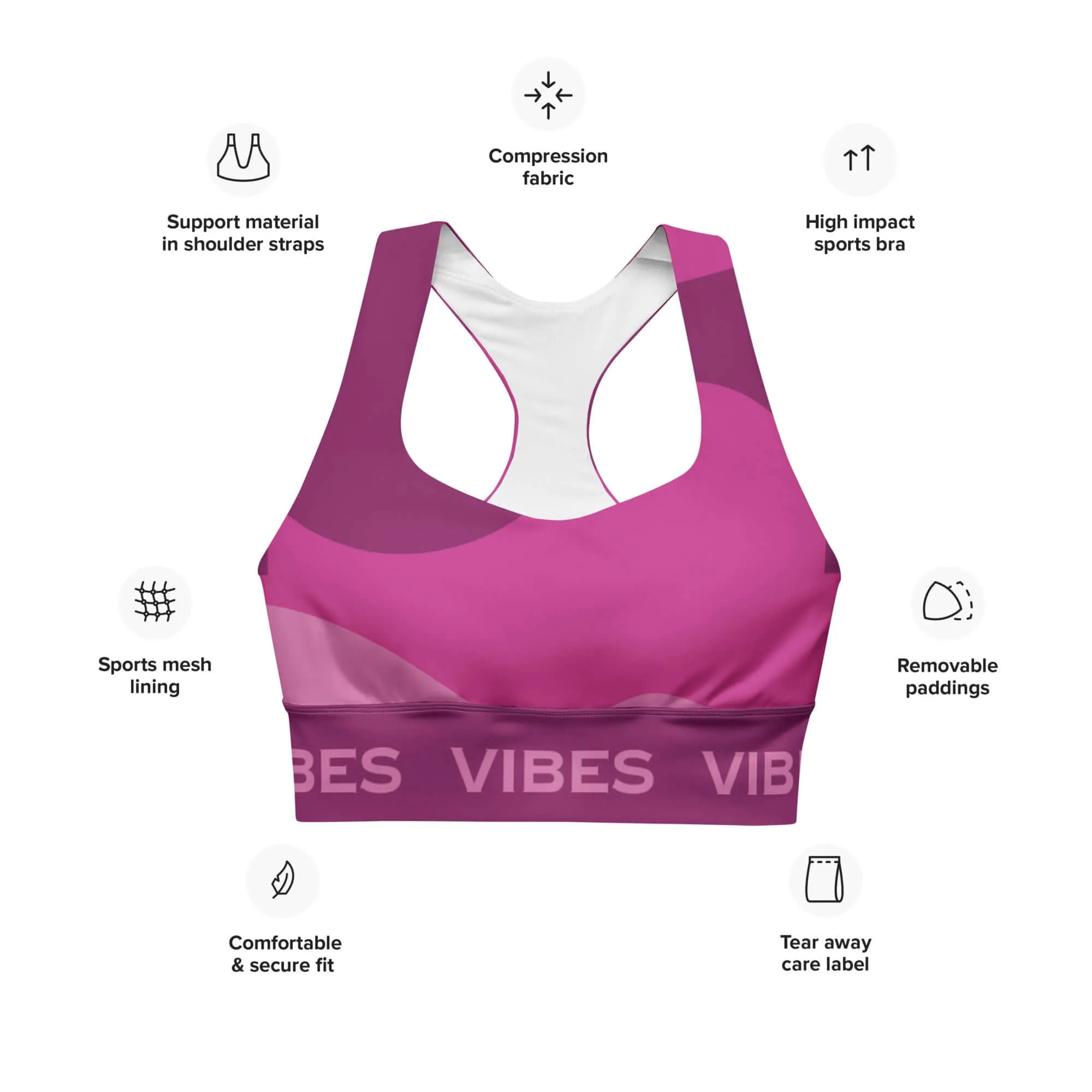 TOV Langer Sport-BH ABSTRACT (Pink)